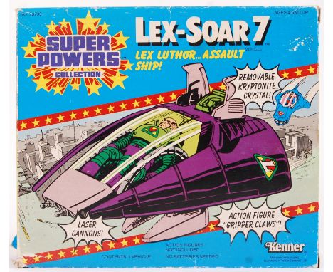A vintage 1980's Kenner made Super Powers Collection ' Lex Soar 7 ' action figure playset vehicle. Contents appear mint, with