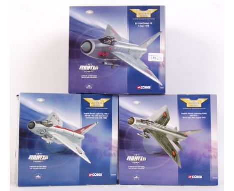 A collection of 3x Corgi Aviation Archive boxed diecast model 1:76 scale ' Jet Fighter Power ' models. Comprising of; 49403 E