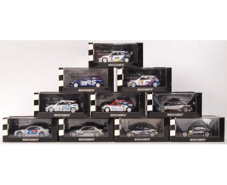 A collection of 10x 1:43 scale precision diecast model Minichamps Rally / Touring cars. All appear mint, within their origina