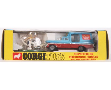 An original vintage Corgi diecast model Chipperfields Circus 511 ' Performing Poodles .' Contents appear near mint, likely un