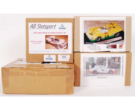 A collection of 4x original contemporary 1/32 scale plastic racing slot car kits to include; AB Slotsport 1964 S&H Pink Stamp