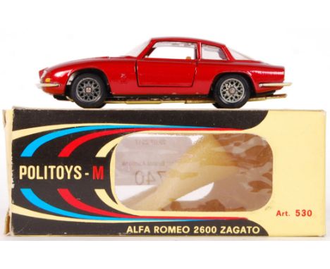 A vintage 1960's Politoys made 1:43 scale diecast model No. 530 Alfa Romeo 2600 Zagato. Model appears near mint, within the o