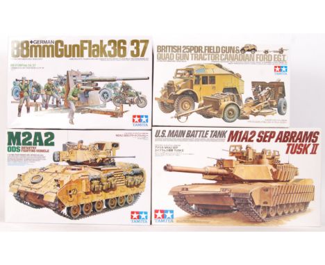 A collection of 4x Tamiya 1:35 scale plastic model kits. All military related. All are complete, unused and as new with conte