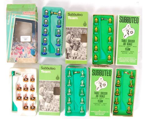 A collection of 5x vintage Subbuteo football teams. All boxed, and all complete, to include box numbers; 317, 25, 377 and oth