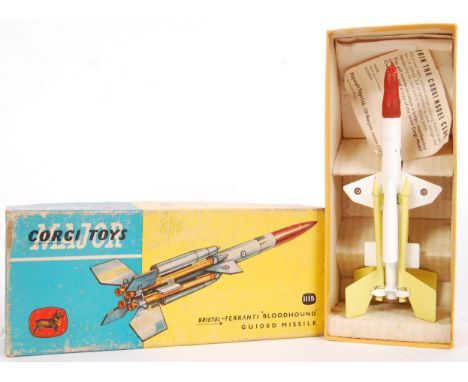 An original vintage Corgi Major Toys diecast model 1115 Bristol Ferranti Bloodhound Guided Missle. Appears within the origina