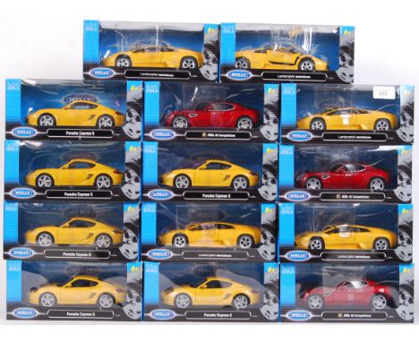 A good collection of 14x Welly 1:24 scale boxed diecast model cars. To include Lamborghini Murcielago, Alfa 8C, and Porsche C