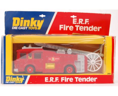 An original vintage Dinky Toys diecast model 266 ERF Fire Tender Fire Engine. Appears near mint, within the original box.