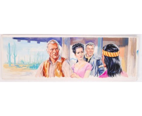 An original vintage 1960's / 1970's panel of artwork from the High Chaparral children's annual. Depicting a scene of four cha