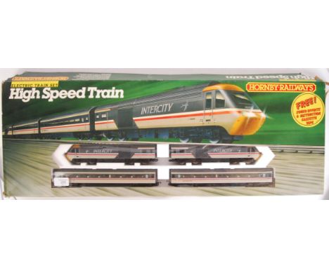 A vintage Hornby Railways 00 gauge trainset R693 ' High Speed Train ' set. Within the original box. With loco, dummy and 2x c