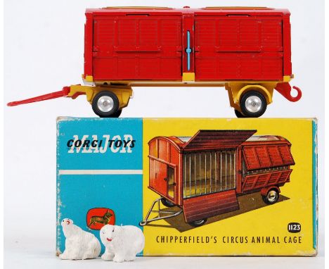 An original vintage Corgi Chipperfields Circus diecast model No. 1123 Chipperfield's Circus Animal Cage. Appears largely very