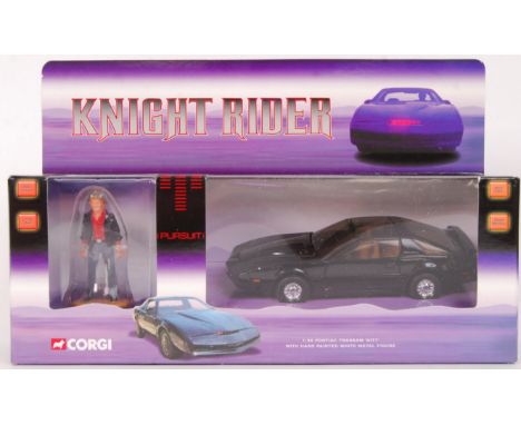 An original Corgi 1:36 scale Knight Rider Pontiac Transam 'Kitt' with hand painted figure diecast model set. No: CC05601. App