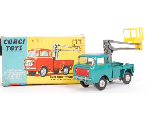 An original vintage Corgi Toys diecast model 478 Hydraulic Tower Wagon. In green, with red grille. Within the original box. M