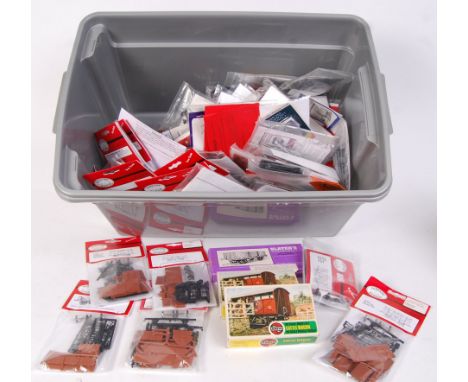 A HUGE collection of assorted mostly 00 gauge plastic model kits (mostly train related rather than scenic). To include Parksi