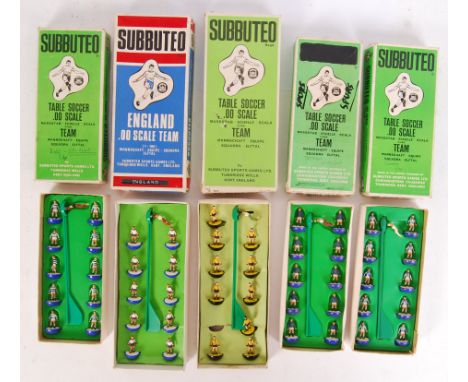 A collection of 5x vintage Subbuteo football teams. Comprising of box numbers: 153 (missing one player), 1 Bristol City, C138