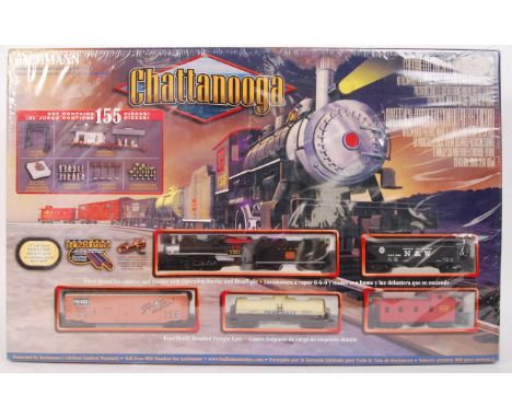 An original contemporary Bachmann HO scale Chattanooga electric locomotive train set. Mint. Sealed within the original box. &