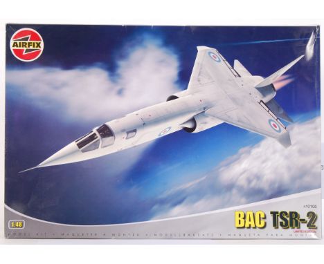 An Airfix 1:48 scale plastic model kit, No. A10105 BAC TSR-2 Jet plane. Appears complete, unused (contents still sealed), wit