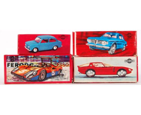 A good collection of 4x vintage Mercury made Italian diecast model cars. Comprising of 38 Fiat 850, 40 Alfa Romeo, 68 Panther