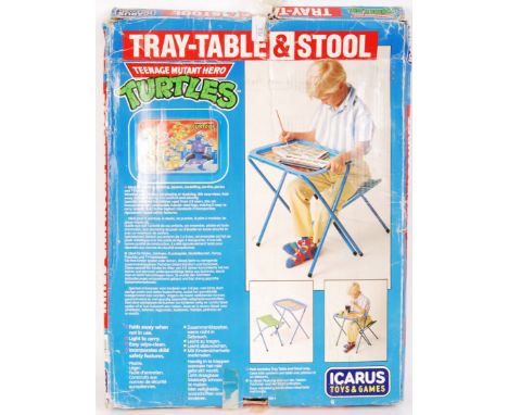 A rare original 1990's Teenage Mutant Ninja Turtles ' Icarus Toys ' Tray Table &amp; Stool ' set. With original box. Tin tray