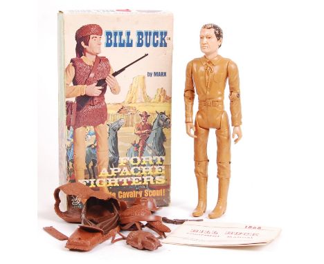 A rare original vintage Marx Toys Fort Apache Fighters action figure of ' Bill Buck .' Appears complete, within the original 