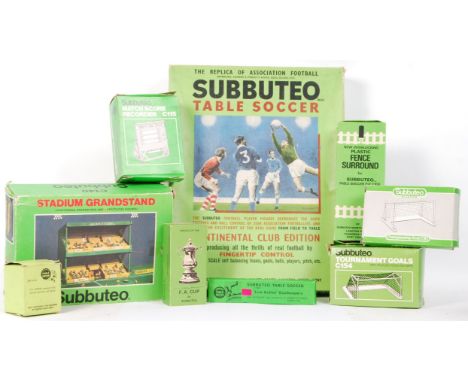 A collection of assorted vintage Subbuteo table football accessories - all boxed - to include; Club Edition set (incomplete),