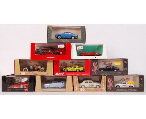 A collection of 10x assorted 1:43 scale precision diecast model cars. To include; Corgi Detail Cars, Bang, Best, Brumm, Bizar