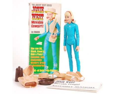 A rare original vintage Marx Toys Johnny West series action figure of ' Josie West .' Appears complete, within the original b