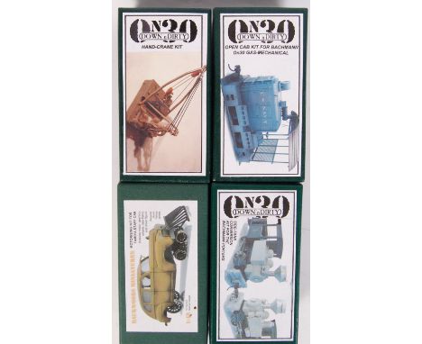 A collection of 4x original Backwoods Miniatures On30 gauge 'Down & Dirty' train model kits to include; Hand Crane, Gas- Mech