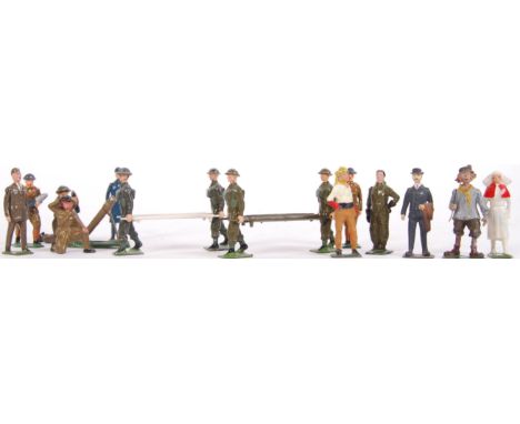 A good collection of vintage Britains lead hollowcast figures / soldiers. To include stretcher bearers, gun loaders etc. Alon