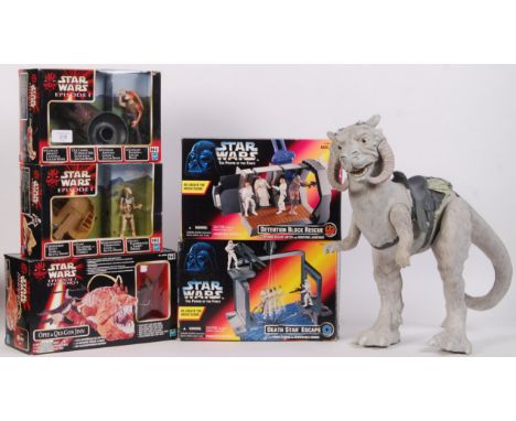 A collection of Star Wars action figure playsets and related toys. Comprising of 3x Star Wars Episode One Hasbro playsets (Gu