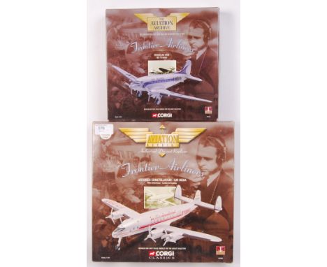 A collection of 2x original contemporary 1:144 scale Corgi Classics The Aviation Archive 'Frontier Airliners' diecast model s