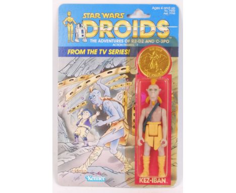 An original vintage Kenner made ' Star Wars Droids ' carded action figure ' Kez - Ban '. Mint+ condition to figure and card. 