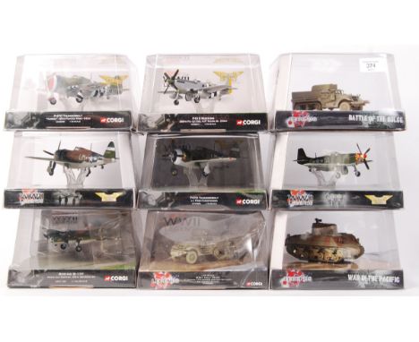 A collection of 9x Corgi Military related diecast models. All unused, within their original display boxes. Ex-shop stock. Com