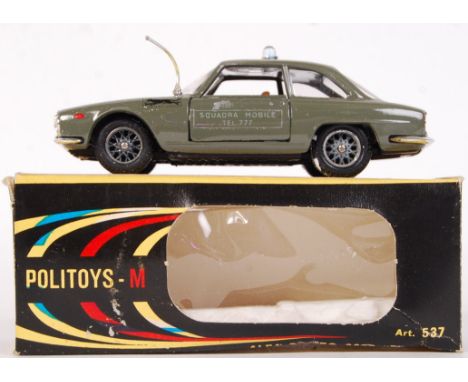 A vintage 1960's Politoys made 1:43 scale diecast model No. 537 Alfa Romeo 2600 Pantera ' Squadra Mobile '. Within the origin