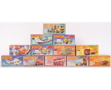 A collection of 12x original vintage Matchbox '75' series diecast model cars to include; 17 The Londoner, 50 Articulated Truc