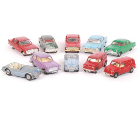 A collection of 10x vintage loose Spot On 1:42 scale diecast models. Comprising of; Austin A40, Austin Healey (x2), Hillman M