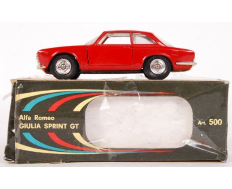 A vintage 1960's Politoys made 1:43 scale diecast model No. 500 Alfa Romeo Giulia Sprint GT. Model appears very near mint, wi