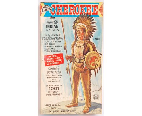 A scarce vintage Marx Toys made ' Chief Cherokee ' 12" scale plastic action figure No. 2063. Appears complete with all access