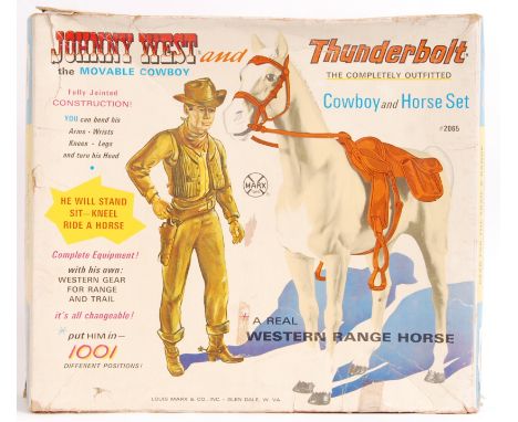 A rare vintage 1970's Marx Toys Double Set ' Johnny West and Thunderbolt ' Cowboy &amp; Horse action figure set. Appears to b