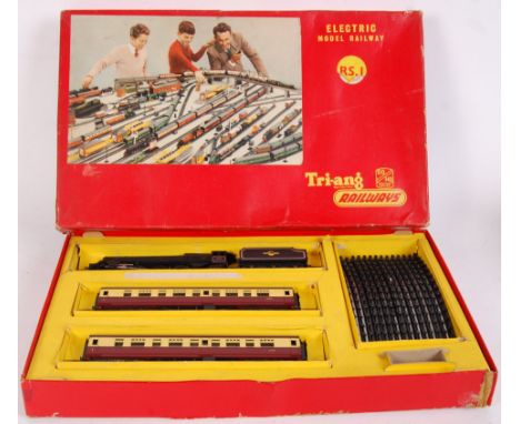 A vintage Hornby 00 gauge railway set RS1 with Princess Victoria Locomotive. Within the original box. With both carriages and