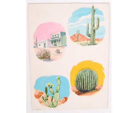 An original vintage 1960's / 1970's panel of artwork from the High Chaparral children's annual. Depicting four vignettes of s
