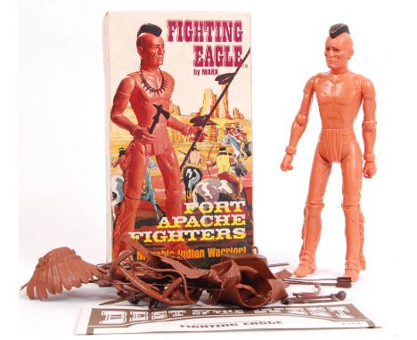 A rare original vintage Marx Toys Fort Apache Fighters action figure of ' Fighting Eagle .' Appears complete, within the orig