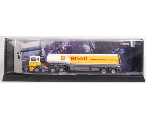 An original Corgi 'Modern Trucks' series diecast model ERF Tanker- Shell UK Ltd truck, 75102. Within its original plastic cas