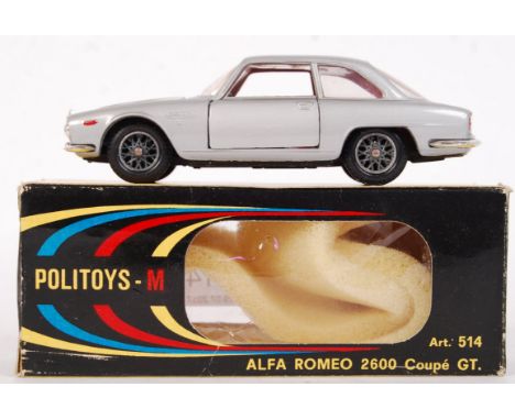 A vintage 1960's Politoys made 1:43 scale diecast model No. 514 Alfa Romeo 2600 Coupe GT. Model appears very near mint, withi