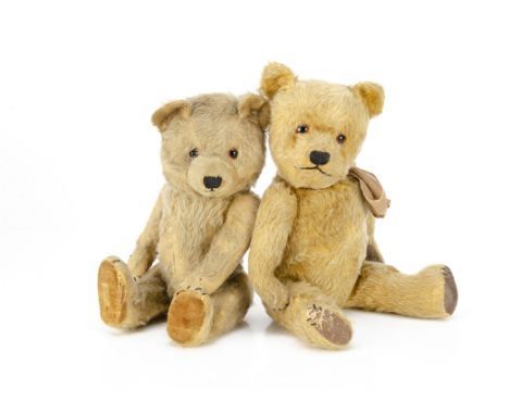 Two post-war Chiltern teddy bears,  a Ting-a-Ling with beige mohair, orange and black glass eyes, inset short mohair muzzle, 
