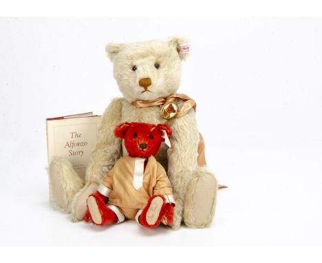Steiff limited editions for Teddy Bears of Witney, a Xenia, 94 of 1500, 2001; and Baby Alfonzo, 4127 of 5000, 1995 with The A