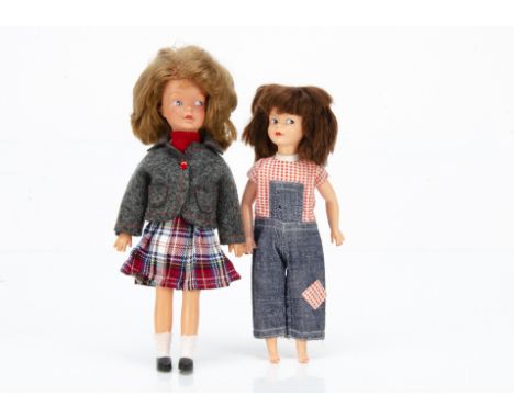 A Pedigree Canterbury Patch circa 1971,  with chestnut hair, back of head stamped Made in England and Half Term outfit; and a