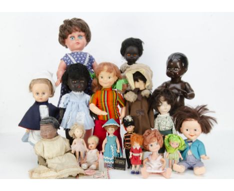 A quantity of vinyl head dolls,  including Ideal Corps Play N Jane; two Pedigree Kate Greenaway dolls; a Roddy black doll; Kn