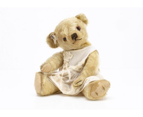 'Maisie Mouse' a Dean's Rag Book Co Ltd mouse-eared teddy bear 1930/50s, with light golden mohair, orange and black glass eye