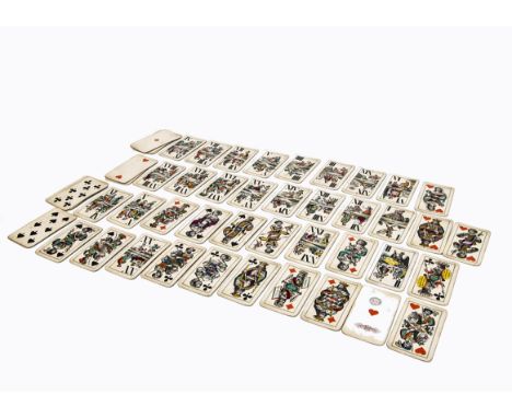 A C Titze &amp; Schinkay Industrie und Glück Tarot playing cards,  fifty -four hand-coloured cards with rounded corners (slig