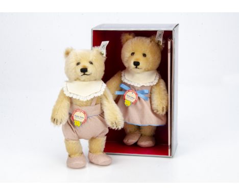 Steiff limited edition Teddy Baby Boy and Girl 1930,  Boy 589 of 7000 and Girl 563 of 7000, in original boxes with certificat